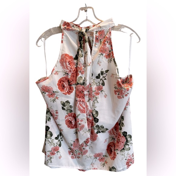 Floral Print Tie Back Halter Blouse Size 8/10 L - Picture 5 of 7
